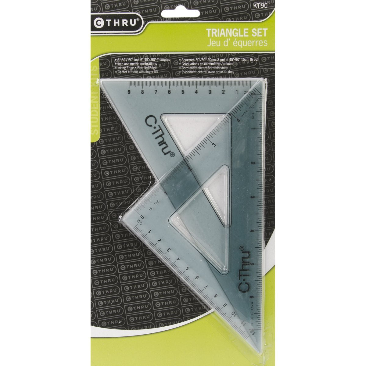 C-Thru Ruler Company, C-Thru KT-90 Set de triangles en plastique