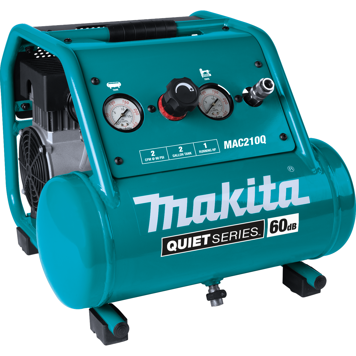 Makita, Compresseur d'air électrique 1 HP, 2 gallons, sans huile, de la série Quiet de MAKITA