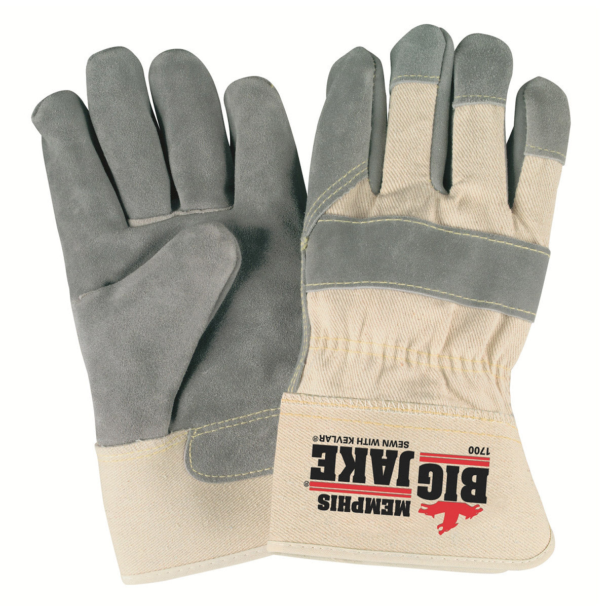 Memphis, Gants Memphis Big Jake à paume en cuir, manchettes de sécurité 2.75", 1700