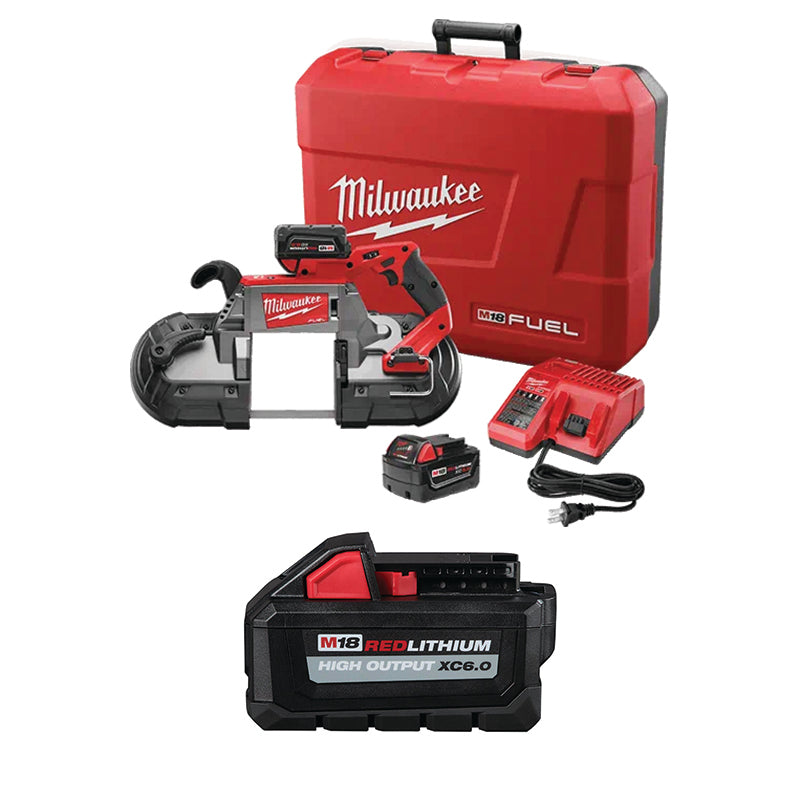 Outil Milwaukee, Kit de scie à ruban à coupe profonde MILWAUKEE M18 FUEL™ et batterie GRATUITE M18™ REDLITHIUM™ HIGH OUTPUT™ XC6.0