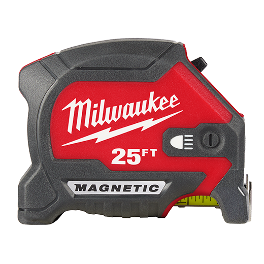 Outil Milwaukee, MILWAUKEE 25' Compact Wide Blade Magnetic Tape Measure w/ Rechargeable 100L Light