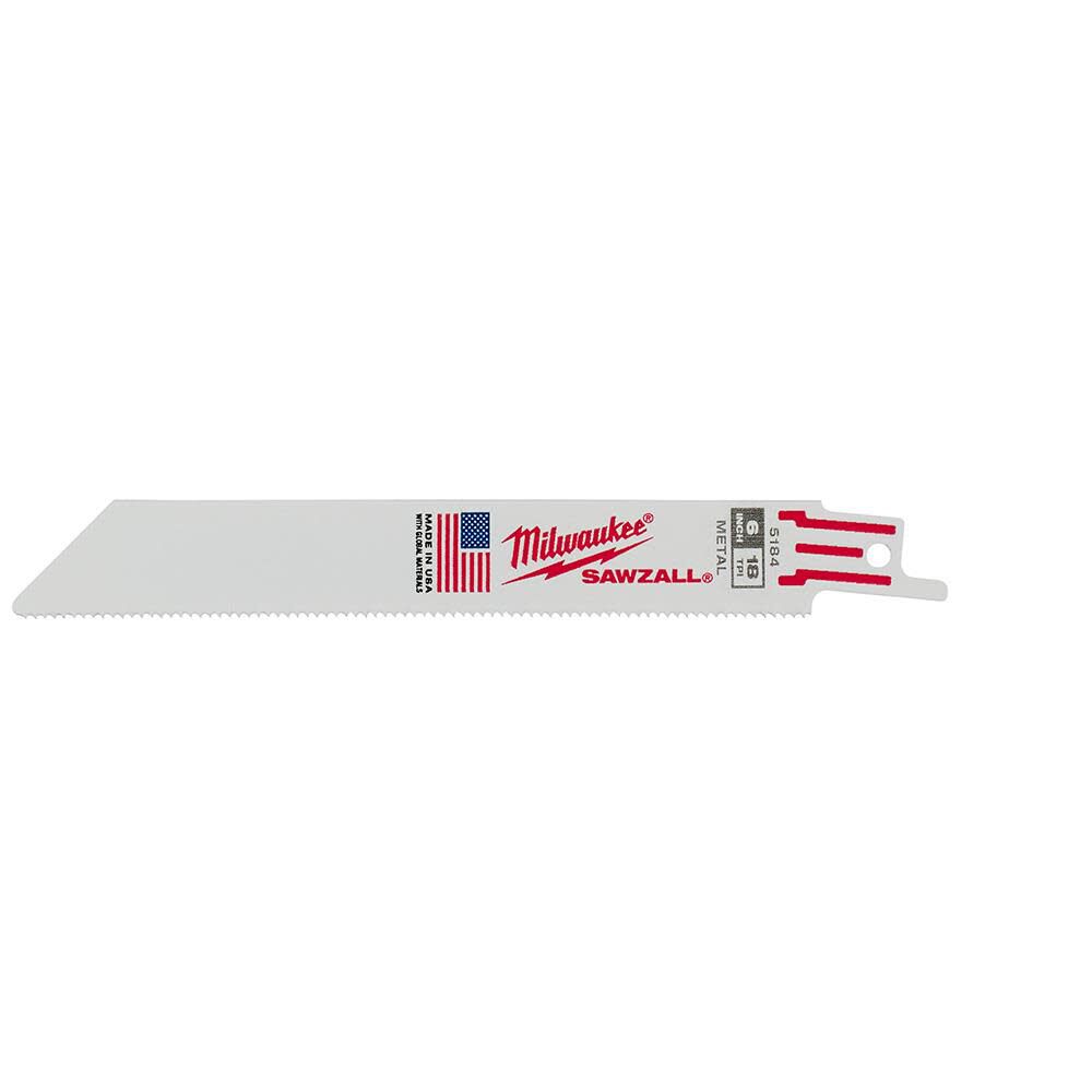 Outil Milwaukee, MILWAUKEE 6" 18 TPI SAWZALL® Lame standard pour métal (5 PACK)