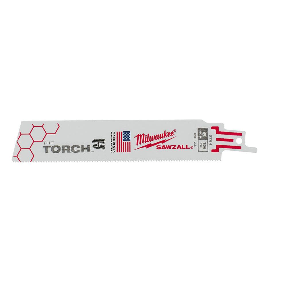 Outil Milwaukee, MILWAUKEE 6" 18 TPI SAWZALL® TORCH™ Lame de démolition pour métal (25 PACK)