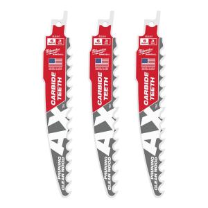 Outil Milwaukee, MILWAUKEE 6" 3 TPI The AX™ w/ Carbide Teeth for Pruning Clean Wood SAWZALL® Blade (3 PACK)