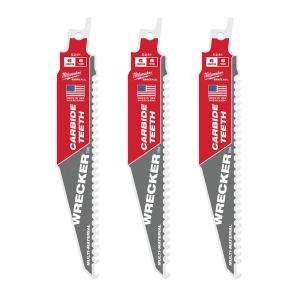 Outil Milwaukee, MILWAUKEE 6" 6 TPI The WRECKER™ avec dents au carbure Lame SAWZALL® (3 PACK)