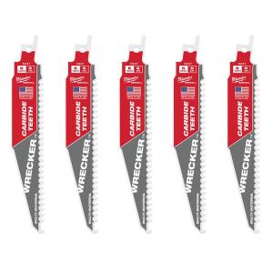 Outil Milwaukee, MILWAUKEE 6" 6 TPI The WRECKER™ w/ Carbide Teeth SAWZALL® Blade (5 PACK)