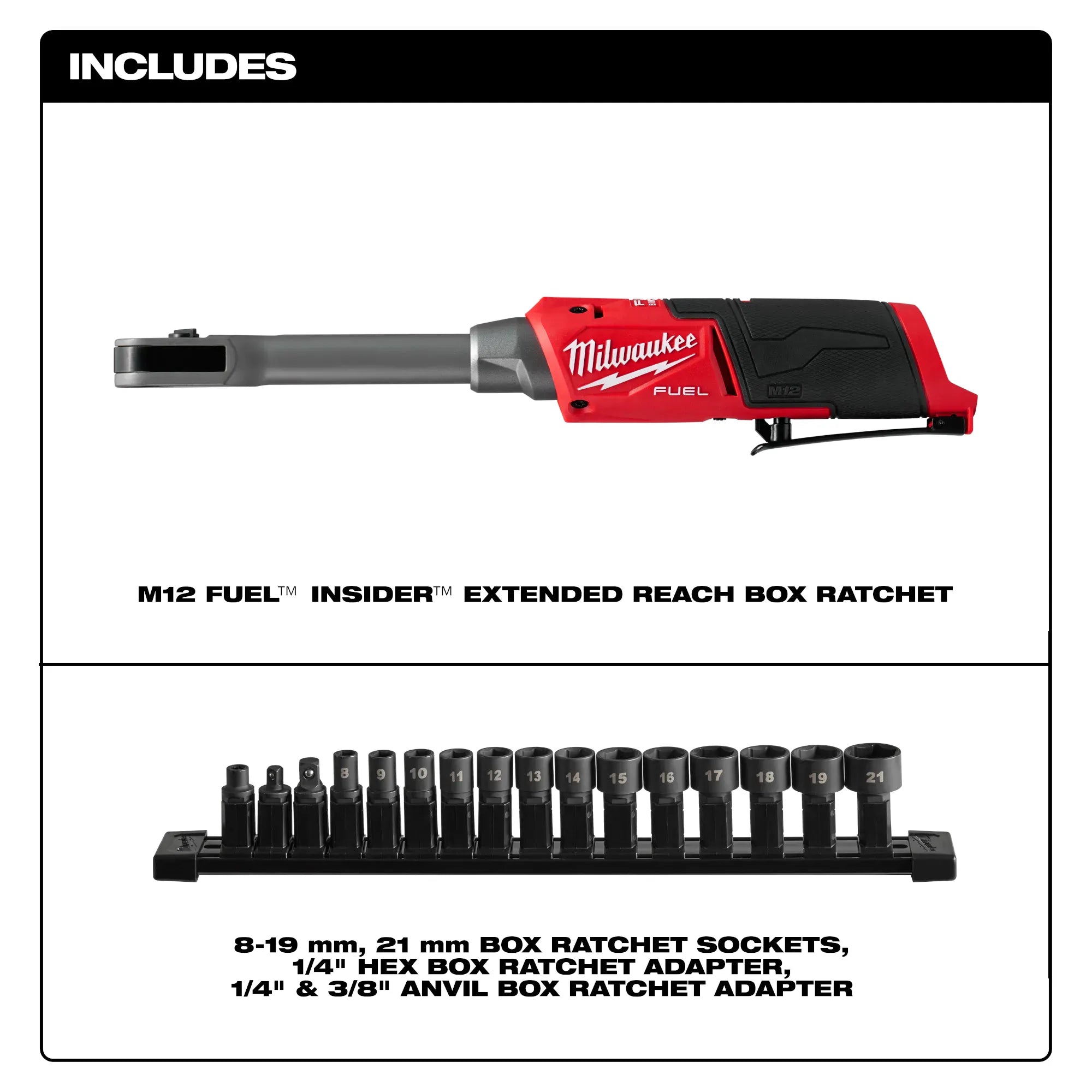 Milwaukee Tool, MILWAUKEE M12 FUEL™ INSIDER™ Extended Reach Box Ratchet (outil seul)