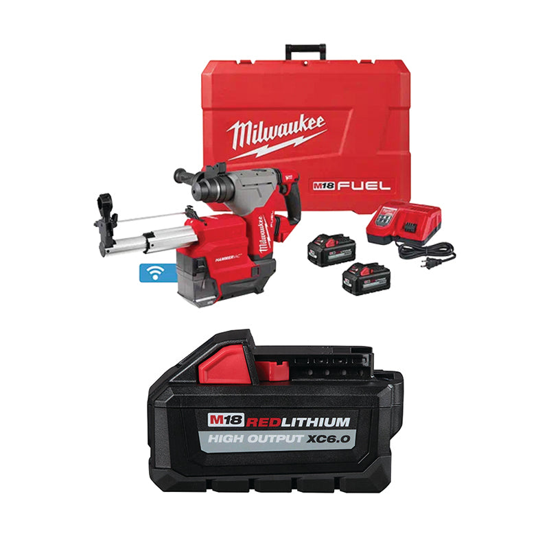 Outil Milwaukee, MILWAUKEE M18 FUEL™ 1-1/8" SDS PLUS Rotary Hammer avec ONE-KEY™ Kit avec HAMMERVAC™ Dedicated Dust Extractor & FREE M18™ REDLITHIUM™ HIGH OUTPUT™ XC6.0 Battery